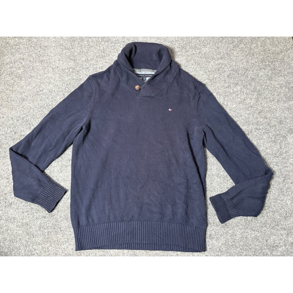 TOMMY HILFIGER Sweater Mens Medium Blue Pull Over Cotton
